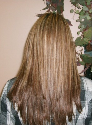 After Hair Extensions, back view