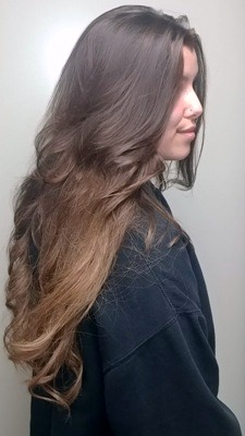 After Hair Extensions, side view